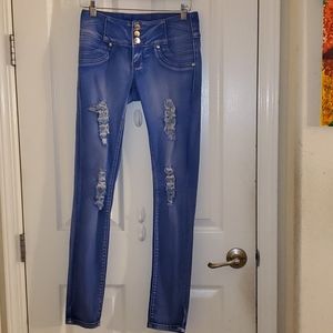 Distressed High-rise Skinny Jeans